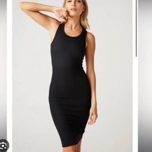 Clyque The Label Jenna Midi Dress Black Sz L NWT